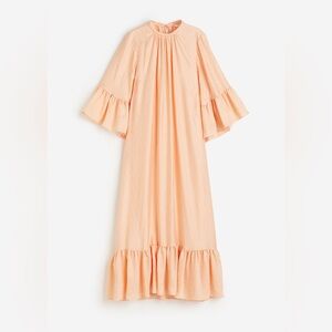 HM PEACH PINK FRILL KAFTAN DRESS SIZE M NWT